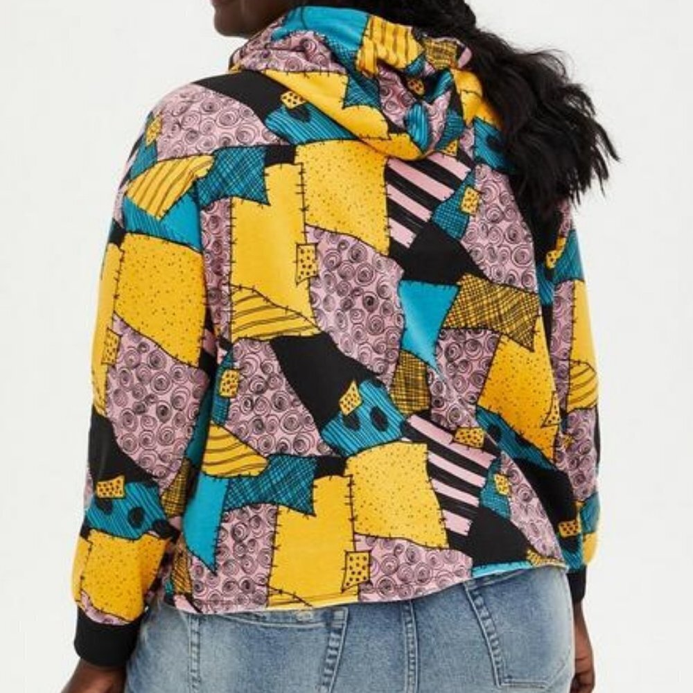 (Retired) Disney The Nightmare Before Christmas Sally Patchwork Crop Hoodie - Picture 2 of 8